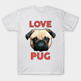 Love pug polygon art T-Shirt